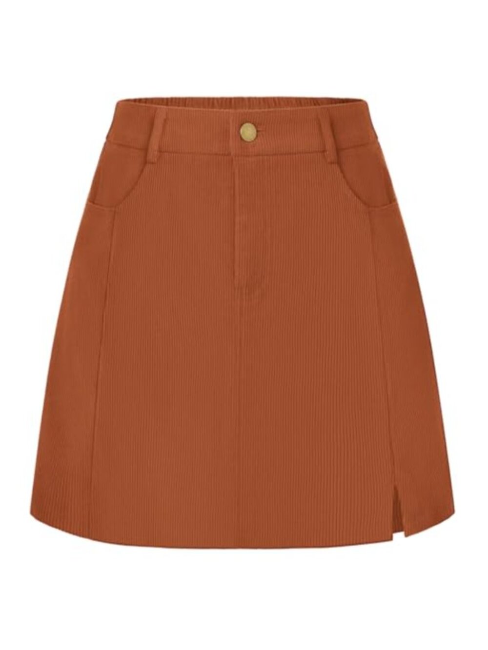 Corduroy A-Line Mini Skirt with Pockets and Slit, High Rise, Fall Winter